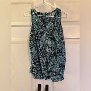 NY and Co. Chiffon Ikat Blue and Green Tank